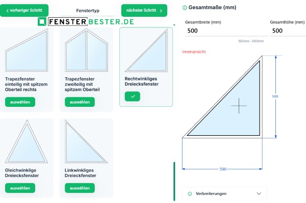 Dreiecksfenster konfigurieren und kaufen