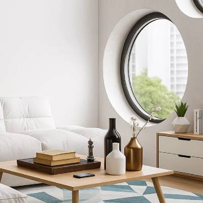 Rundes Fenster aus Aluminium in Anthrazit montiert