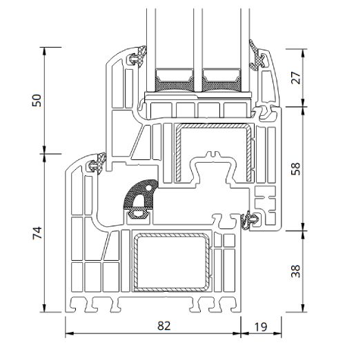 Profilschnitt Kuntstofffenster Drutex Iglo Enegy Classic