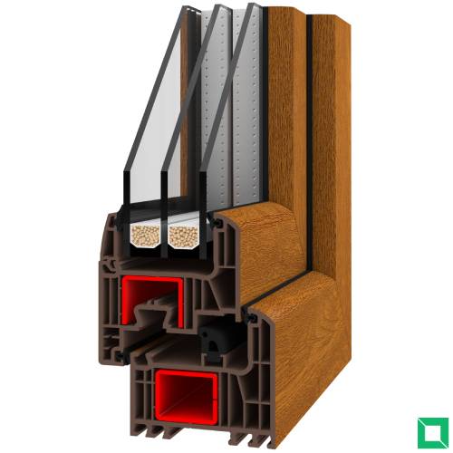 Kunststofffenster Iglo Energy Classic Golden Oak, Profilkern Braun