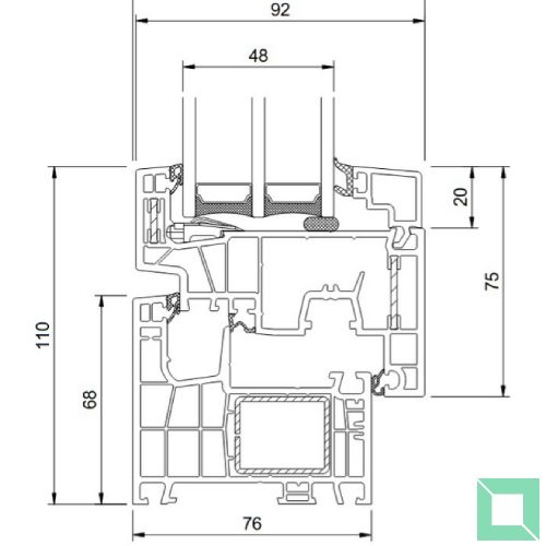 Profilschnitt Kuntstofffenster Drutex Ideal NEO MD-FS