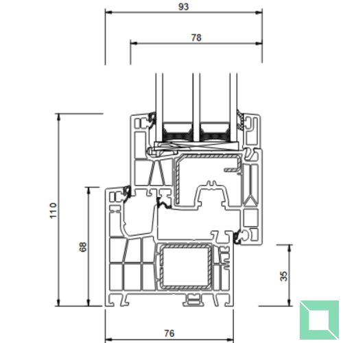 Profilschnitt Kuntstofffenster Drutex Ideal NEO MD